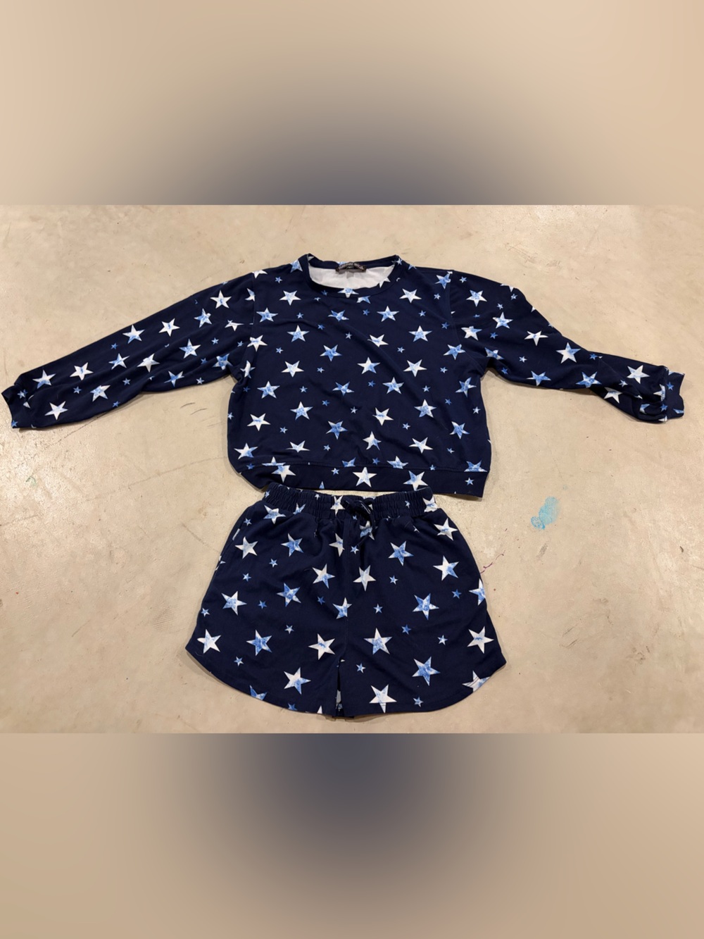 Trixxi Girl Navy Blue Star Print Top